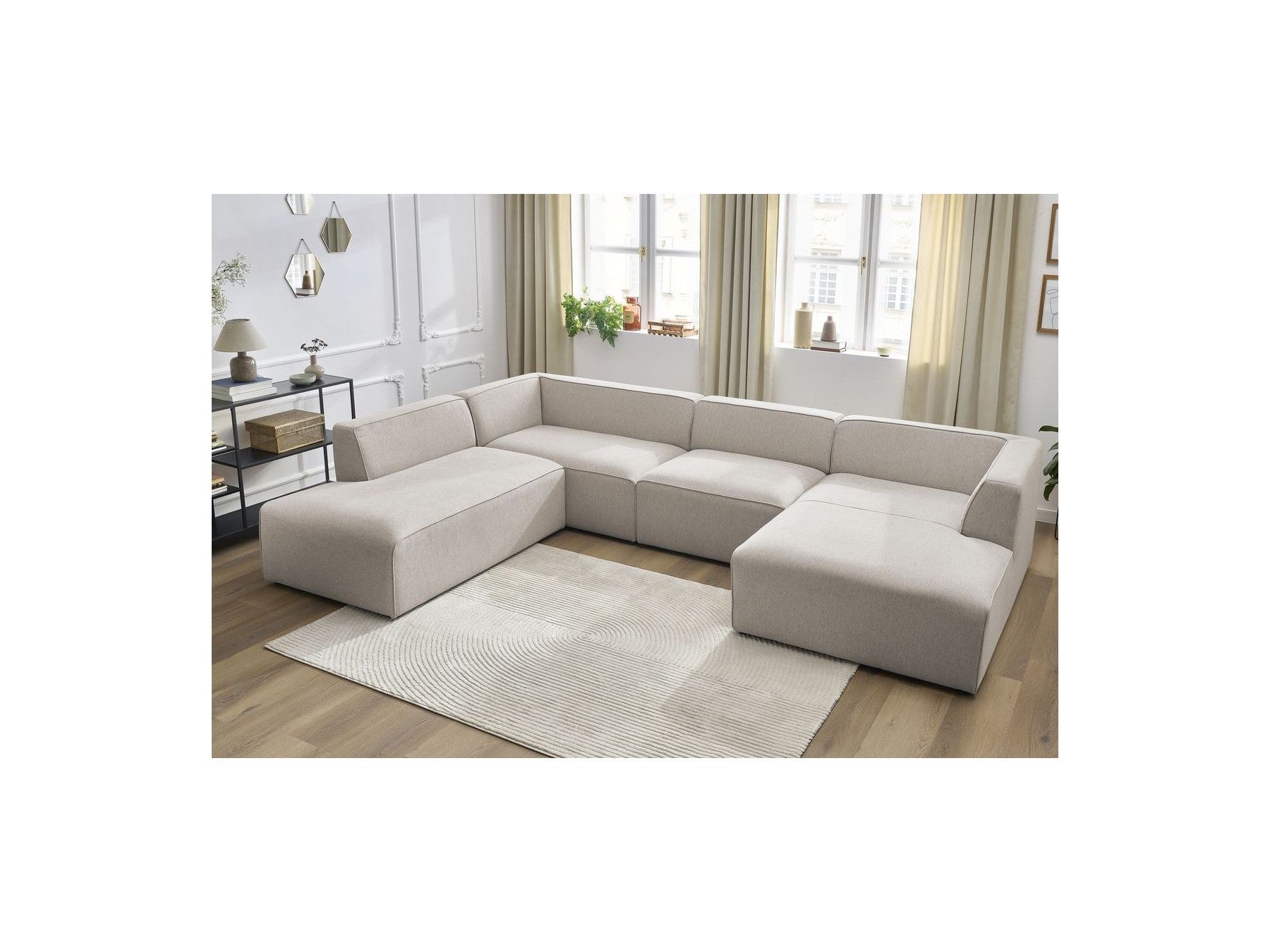 Fixed Panoramic Sofa - Megeve - Mottled Fabric - Right-Hand Corner