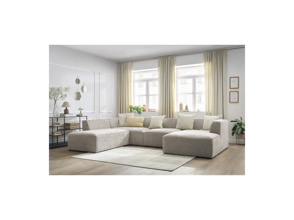 Fixed Panoramic Sofa - Megeve - Textured Fabric - Right-Hand Corner