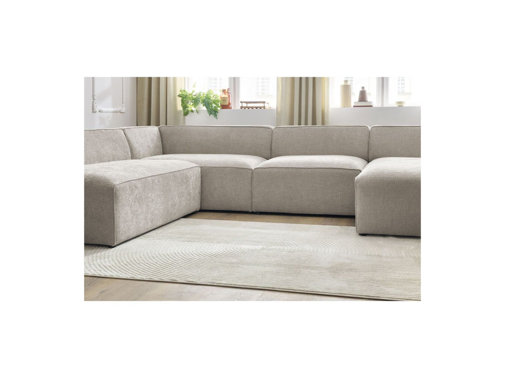Fixed Panoramic Sofa - Megeve - Textured Fabric - Right-Hand Corner