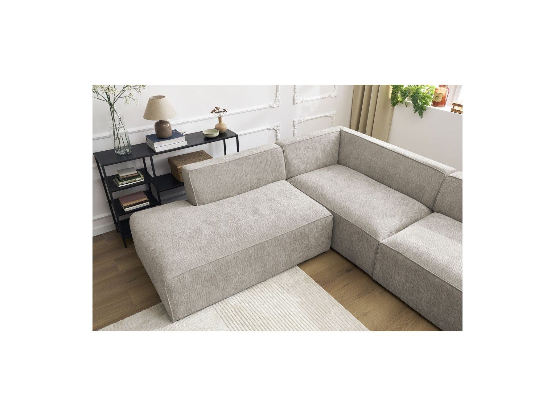 Fixed Panoramic Sofa - Megeve - Textured Fabric - Right-Hand Corner