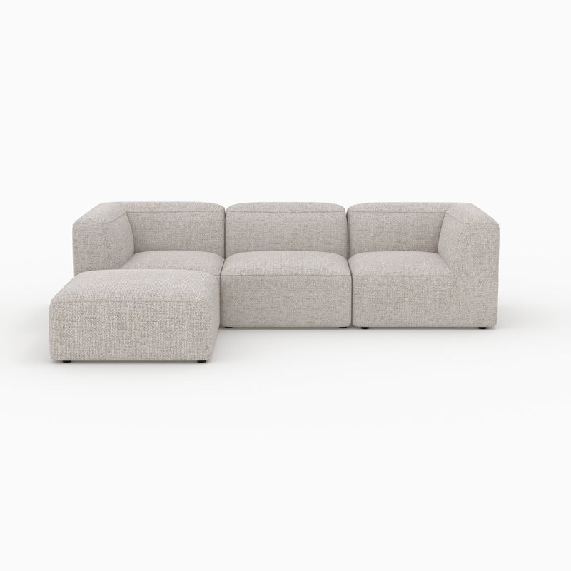 Canapé modulable Hestia en tissu beige 3 places avec pouf