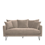 Villabon - 3-Seater Sofa - Velvet with Black Hairpin Legs - Beige