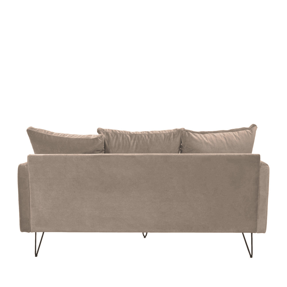 Villabon - 3-Seater Sofa - Velvet with Black Hairpin Legs - Beige
