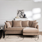 Villabon - 3-Seater Sofa - Velvet with Black Hairpin Legs - Beige