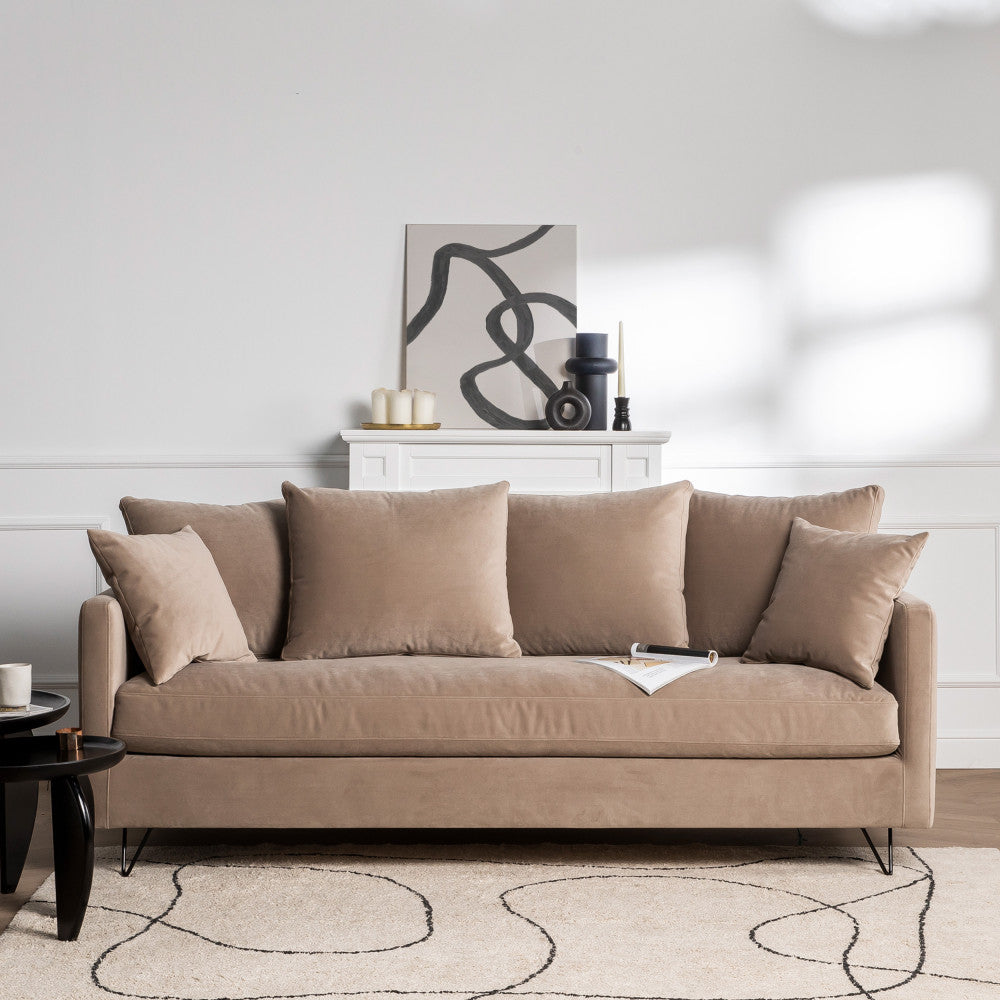 Villabon - 4-Seater Sofa - Velvet - Beige