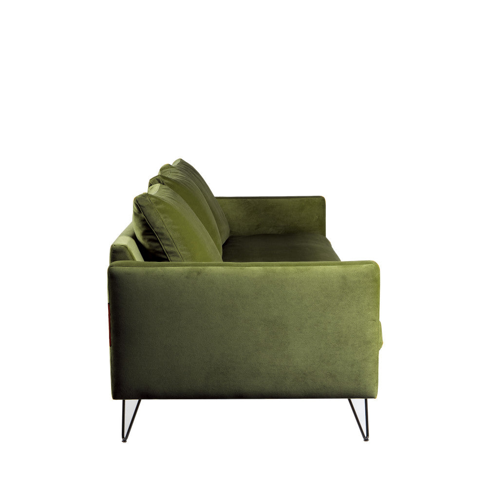 Villabon - Canapé 4 Places - Velours - Vert olive
