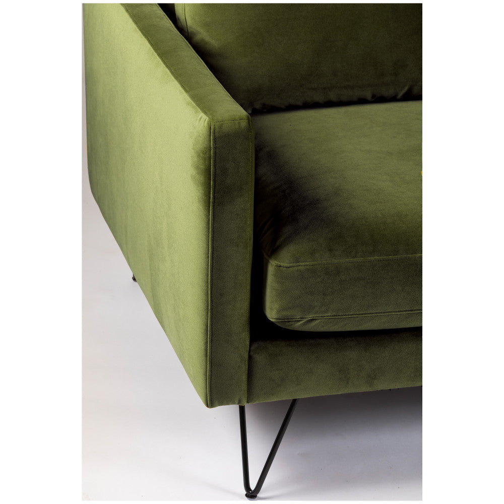 Villabon - Canapé 4 Places - Velours - Vert olive
