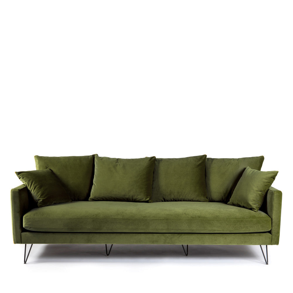 Villabon - Canapé 4 Places - Velours - Vert olive