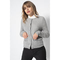 Perfect Cashmere - Cardigan de cuello redondo slim Amy gris jaspeado, 100% cachemira, 2 hilos, punto jersey - Mujer