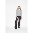 Perfect Cashmere - Cardigan de cuello redondo slim Amy gris jaspeado, 100% cachemira, 2 hilos, punto jersey - Mujer