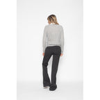 Perfect Cashmere - Cardigan de cuello redondo slim Amy gris jaspeado, 100% cachemira, 2 hilos, punto jersey - Mujer
