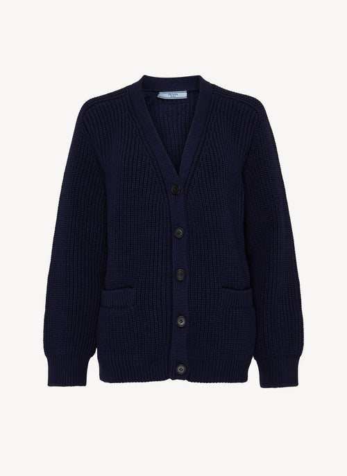 Prada - Cardigan En Coton - Navy - Femme