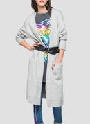 Replay - Cardigan Oversize Avec Poches - Medium Melange Grey - Femme