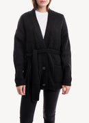 Replay - Cardigan Oversize Ceinturé - Black - Femme