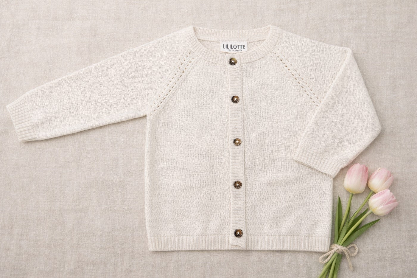Cardigan Victoria Tricot Écru - Bébé