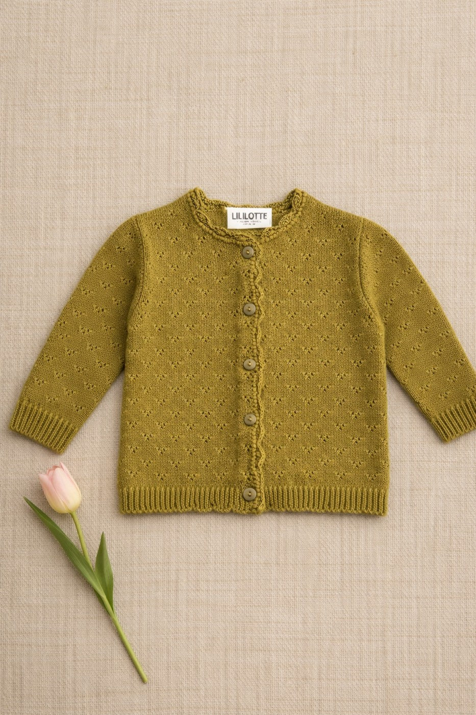 Cardigan Victoire Tricot Olive - Enfant Fille