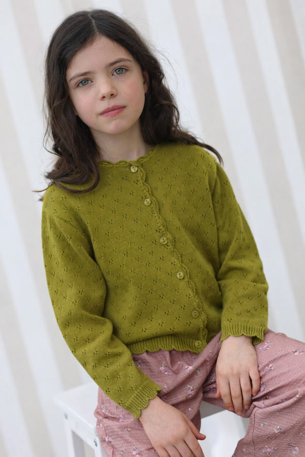 Cardigan Victoire Tricot Olive - Enfant Fille