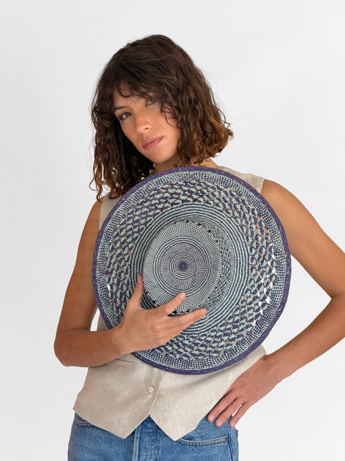 Carlota Straw Hat - Babyblue/Navyblue