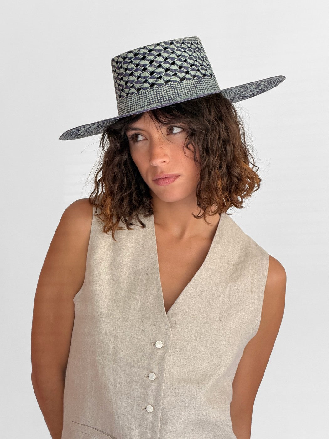 Carlota Straw Hat - Babyblue/Navyblue