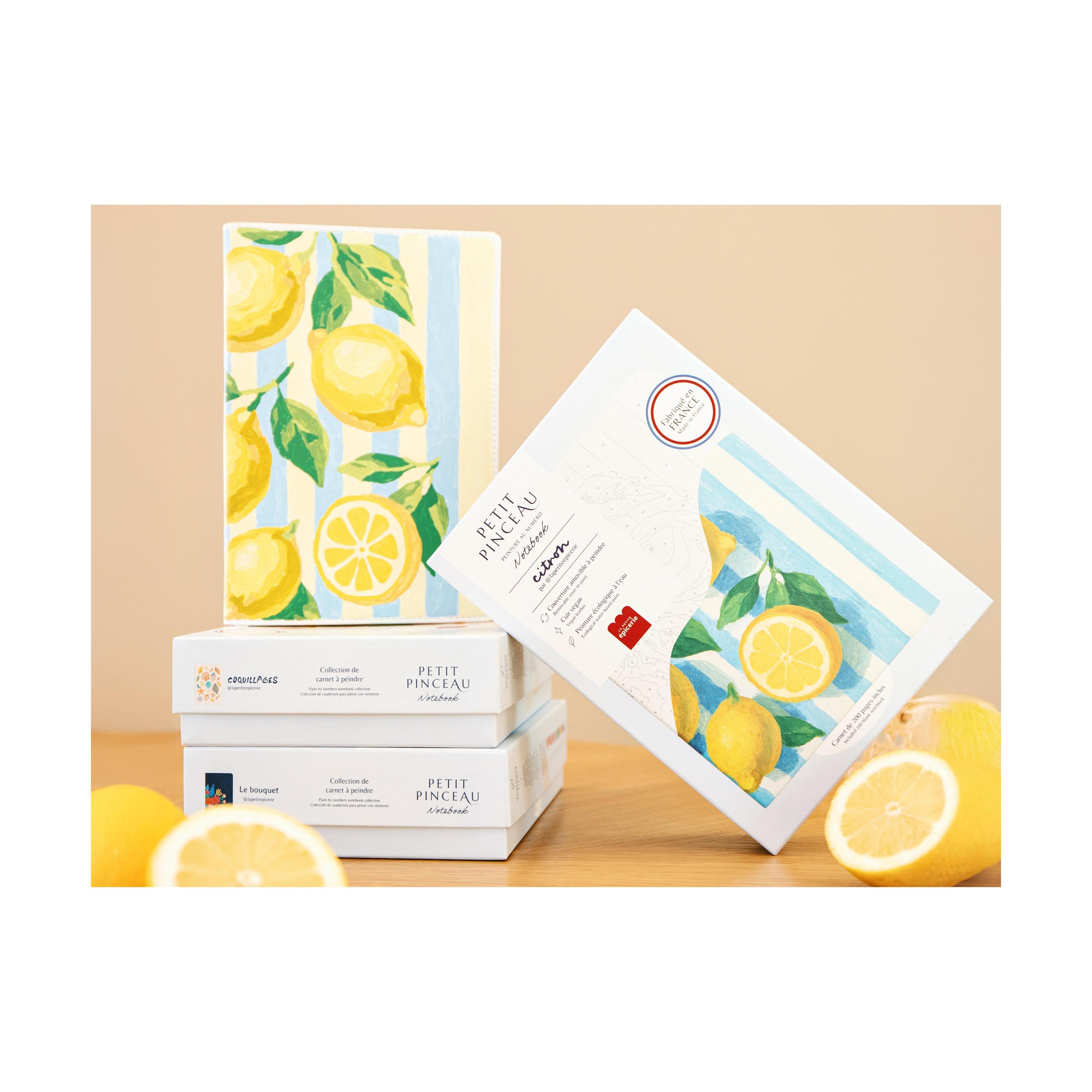 Painting Notebook - Painting By Number Notebook - Small Brush - Lemons