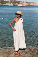 CASSANDRA Écrue - Robe Asymétrique