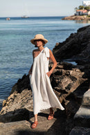 CASSANDRA Écrue - Robe Asymétrique