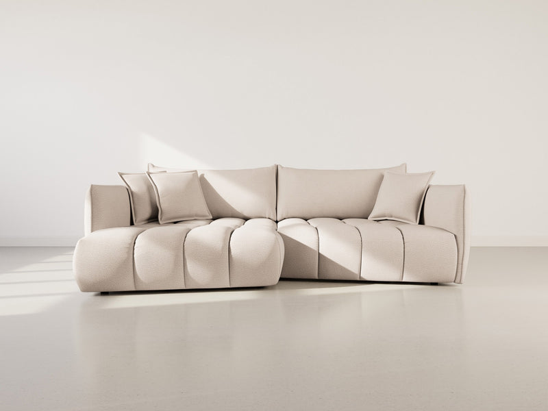 Cassiopee - Sofá esquinero izquierdo - 4 plazas - Tela texturizada - Beige
