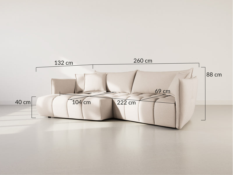Cassiopee - Sofá esquinero izquierdo - 4 plazas - Tela texturizada - Beige