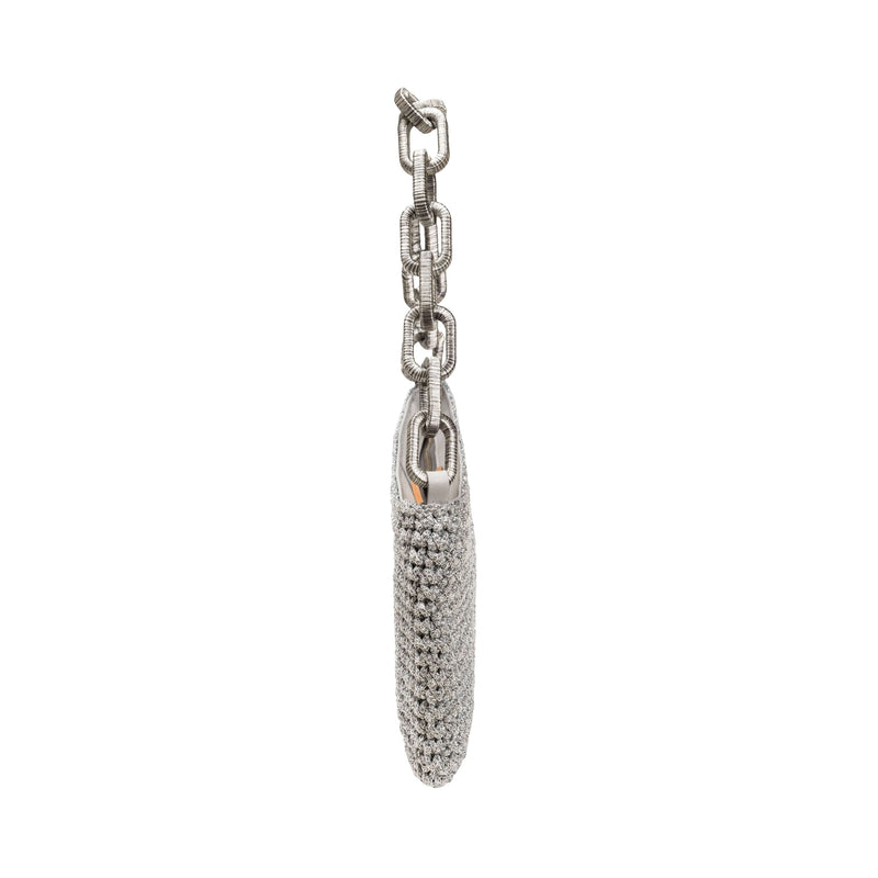 Catena Antique Silver Clutch with chain handle, showcasing elegant design and vintage charm.
