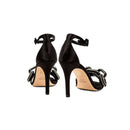 Catena Black High-Heel Ankle Sandal featuring chic satin with crystal wrap and elegant design for stylish comfort.