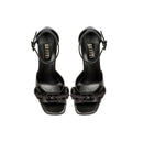 Stylish Catena Black Platform Ankle Sandals featuring open toe and ankle-strap, adorned with signature chain embellishments.