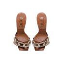 Catena Camello High-Heel Sandal featuring a glam chain and 90mm heel, crafted from luxurious leather.