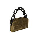 Catena Glitter Two Sided Bag with a stylish gold finish and bold black chain handle, perfect for elegant occasions.
