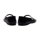 Catena Notte Black & Glam Flat Ballerina shoes featuring a glossy finish and sparkling buckle detail.