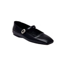 Elegant Catena Notte Black Glam Flat Ballerina in glossy patent leather with a sparkling buckle accent.
