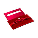 Catena Scarlet Envelope Clutch in handcrafted Italian velvet with a matte chain embroidery detail.
