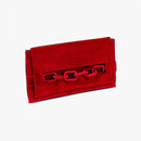 Handcrafted Catena Scarlet Envelope Clutch in red velvet with chain embroidery, perfect for elegant night outings.