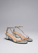 Zapatos Sanda Sandalia Tacón Bloque - Plata - Mujer