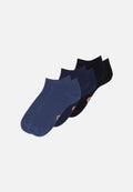 Pack of 3 Cotton Trainer Socks - Black Navy Steel