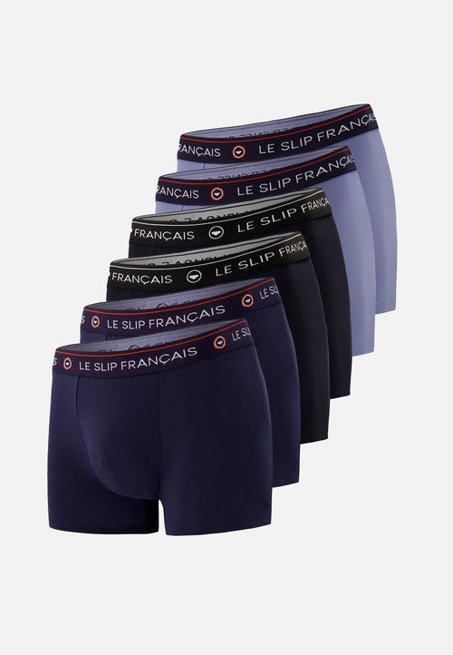 Six Pack Boxer Redoutable - Marine Noir Bleu Jean