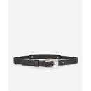Cinturón fino de piel con aberturas - Negro - Mujer