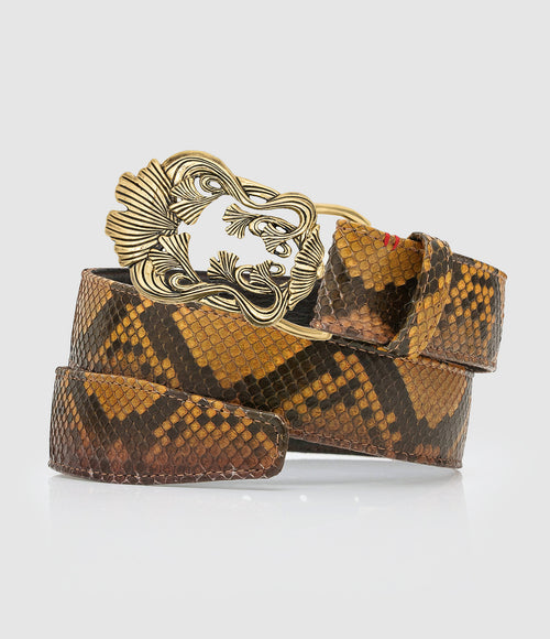 Claris Virot - Ceinture Feuille De Ginko Python Œil De Tigre - Femme
