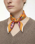 Vintage Céline Orange Bandana Scarf with Multicoloured Hearts and Rings Pattern