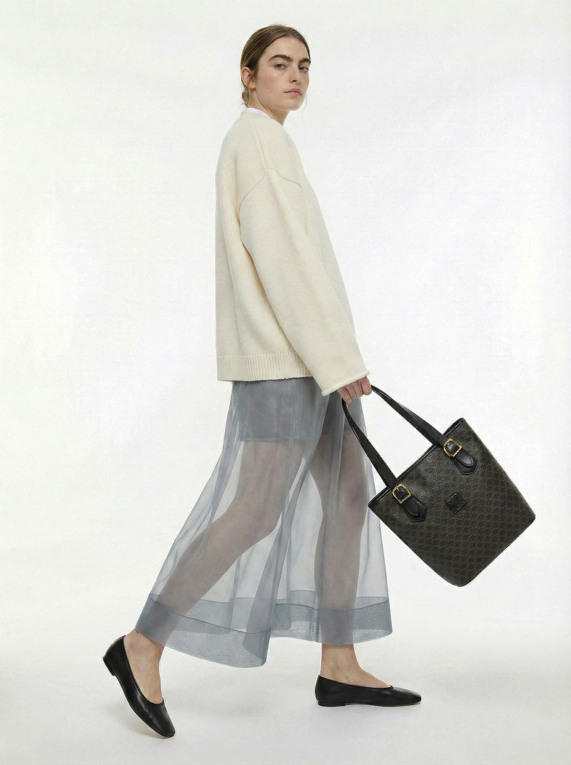 Céline Macadam Tote Bag Black Coated Canvas