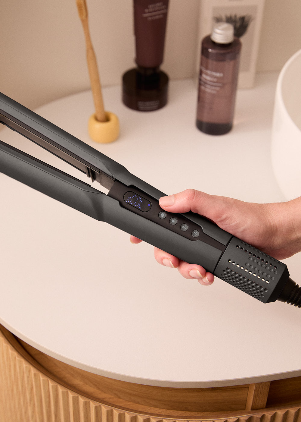 Ceramic Air Styler Dual - 2-in-1 Ionic Straightener-Dryer for Wet or Dry Hair with Ceramic Coating - Graphite