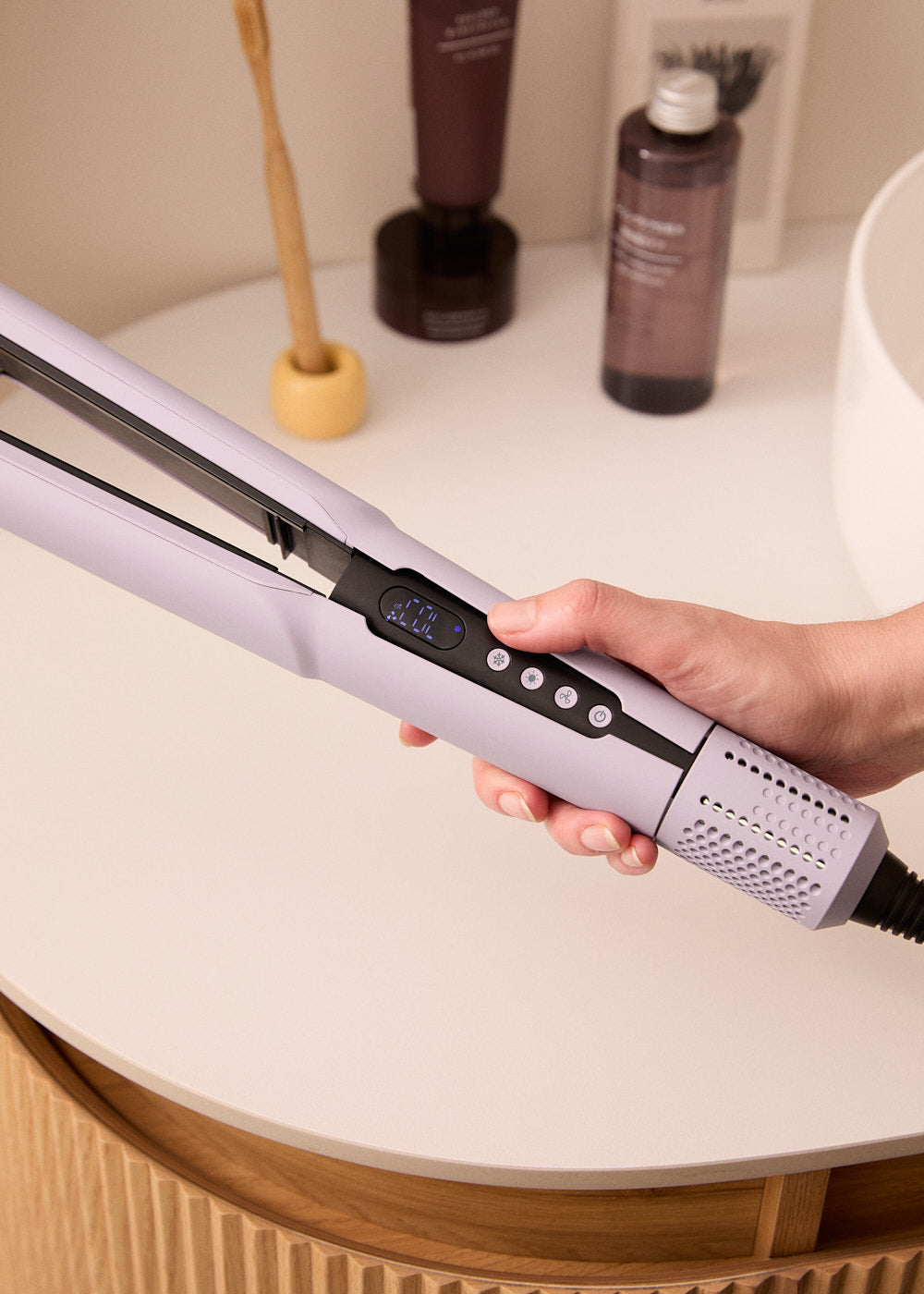 Ceramic Air Styler Dual - 2-in-1 Ionic Straightener-Dryer for Wet or Dry Hair with Ceramic Coating - Lavender