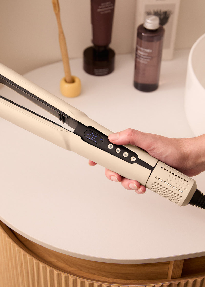 Ceramic Air Styler Dual - 2-In-1 Ionic Hair Straightener-Dryer For Wet Or Dry Hair With Ceramic Coating - Sand