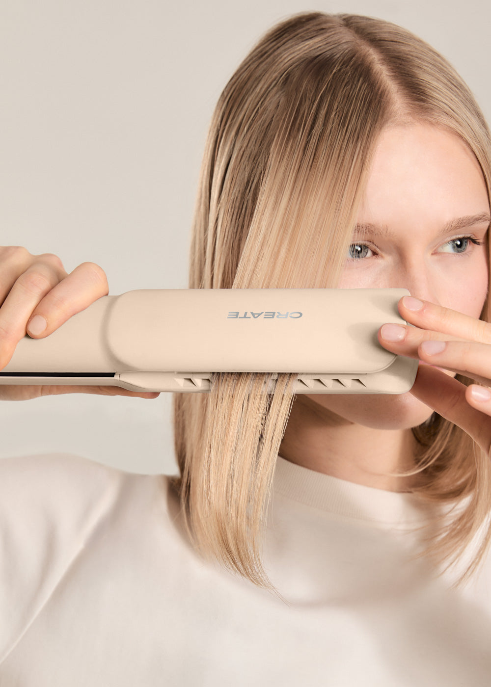 Ceramic Air Styler Dual - Plancha-Secador Iónico 2 En 1 Para Cabello Húmedo O Seco Con Revestimiento De Cerámica - Arena