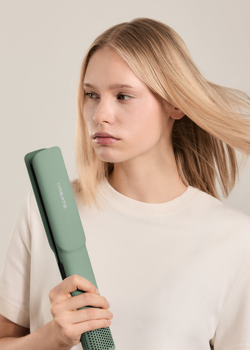 Ceramic Air Styler Dual - 2-in-1 Ionic Straightener-Dryer for Wet or Dry Hair with Ceramic Coating - Sage