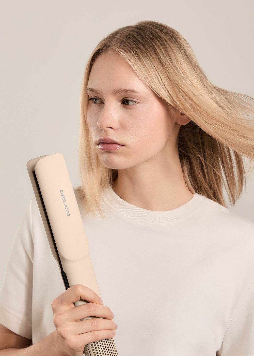 Ceramic Air Styler Dual - Plancha-Secador Iónico 2 En 1 Para Cabello Húmedo O Seco Con Revestimiento De Cerámica - Arena